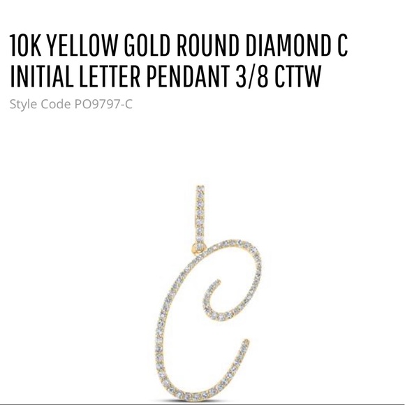 10k solid gold genuine diamond initial letter pendant NOT plated or cz K C Charm - Picture 3 of 9
